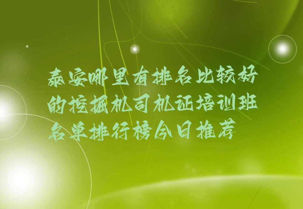 泰安哪里有排名比较好的挖掘机司机证培训班名单排行榜今日推荐