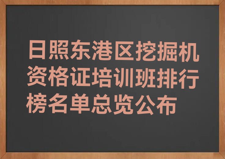 日照东港区挖掘机资格证培训班排行榜名单总览公布