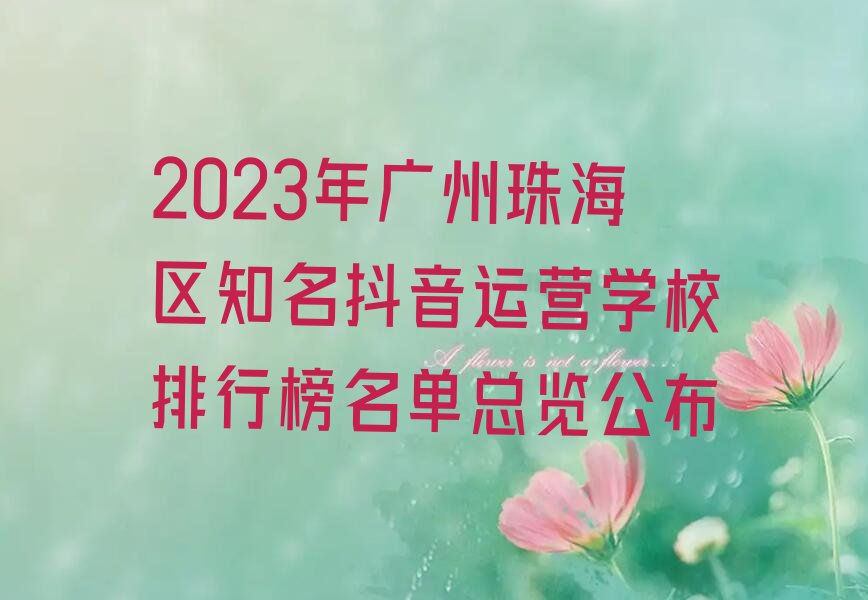 2023年广州珠海区知名抖音运营学校排行榜名单总览公布