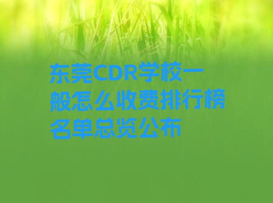 东莞CDR学校一般怎么收费排行榜名单总览公布