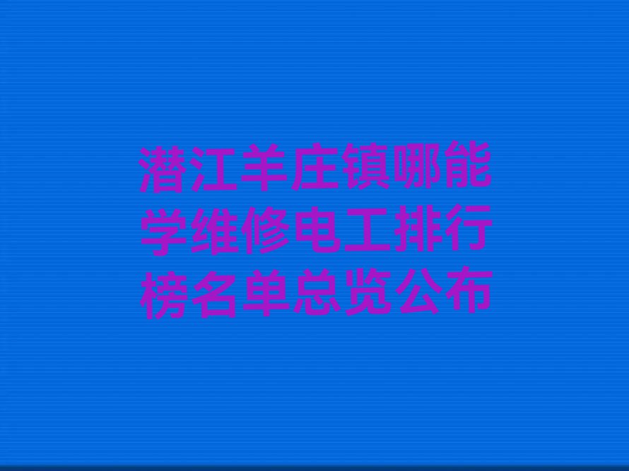 潜江羊庄镇哪能学维修电工排行榜名单总览公布