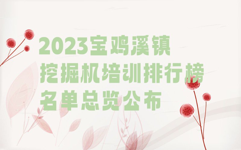 2023宝鸡溪镇挖掘机培训排行榜名单总览公布