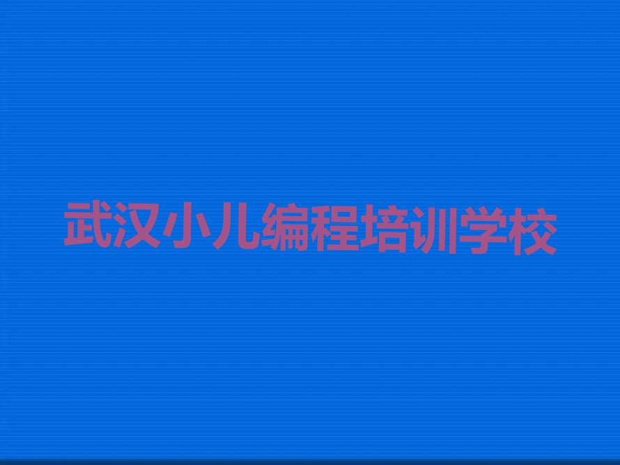 武汉小儿编程培训学校