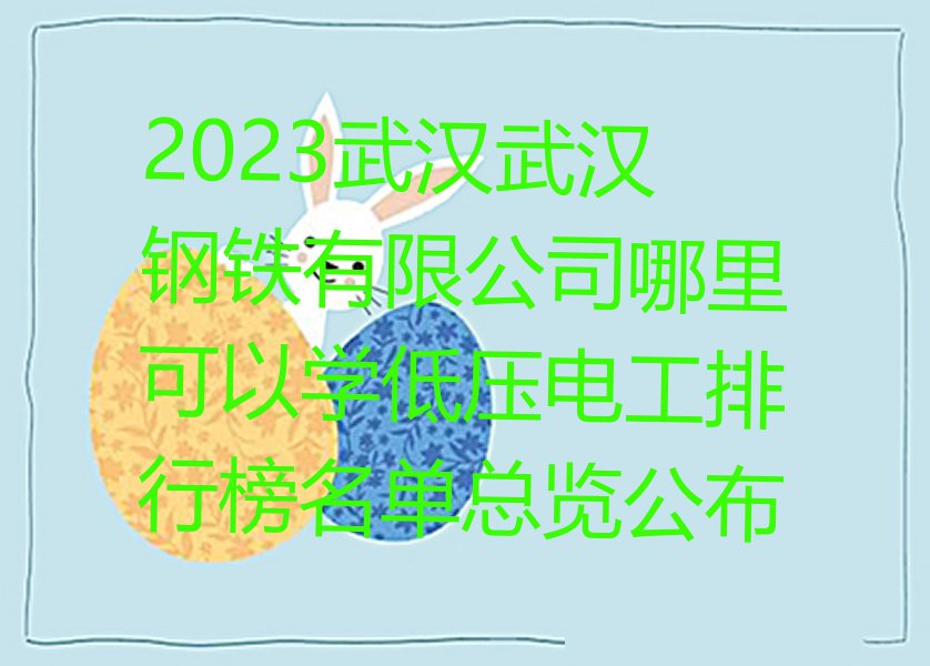 2023武汉武汉钢铁有限公司哪里可以学低压电工排行榜名单总览公布