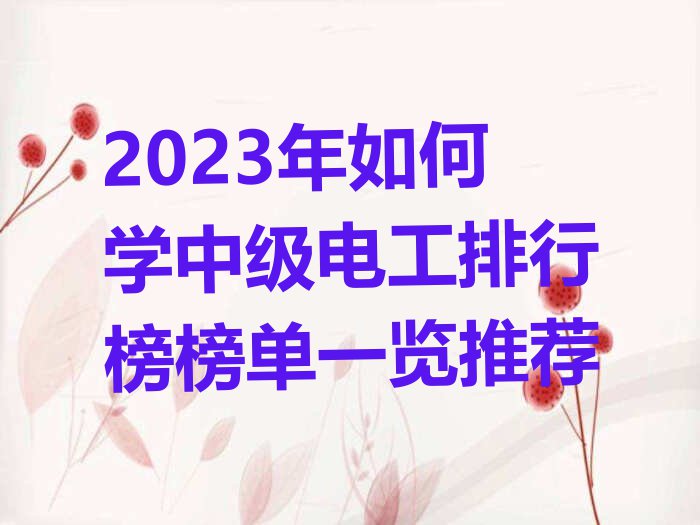 2023年如何学中级电工排行榜榜单一览推荐