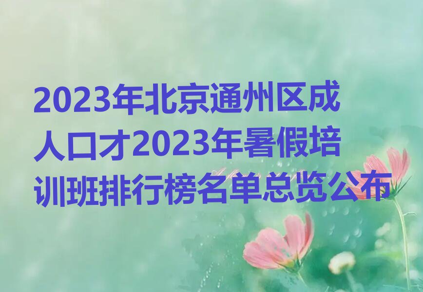 2023年北京通州区成人口才2023年暑假培训班排行榜名单总览公布