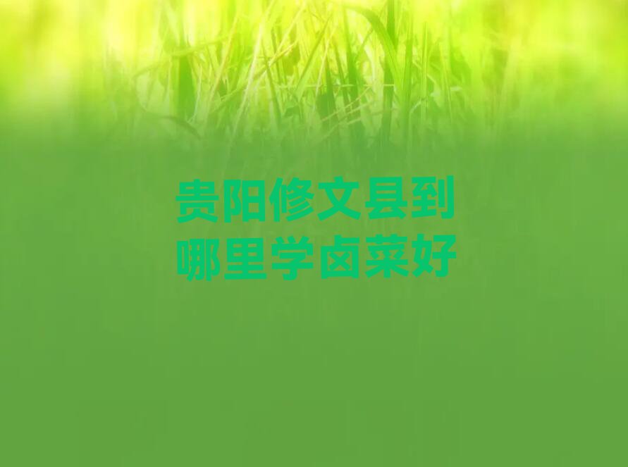 贵阳修文县到哪里学卤菜好