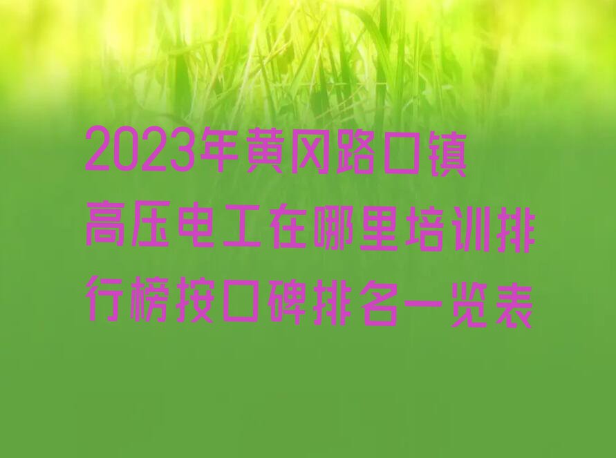 2023年黄冈路口镇高压电工在哪里培训排行榜按口碑排名一览表