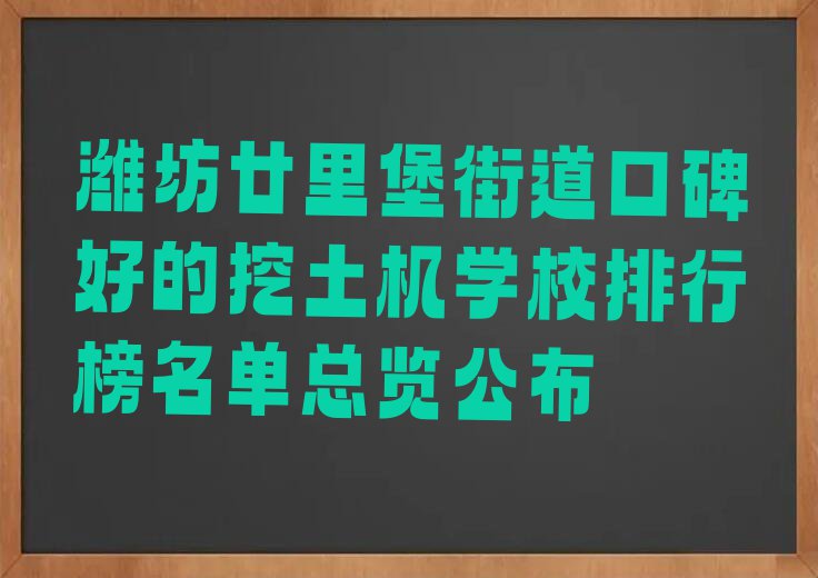 潍坊廿里堡街道口碑好的挖土机学校排行榜名单总览公布