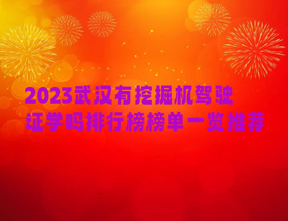 2023武汉有挖掘机驾驶证学吗排行榜榜单一览推荐