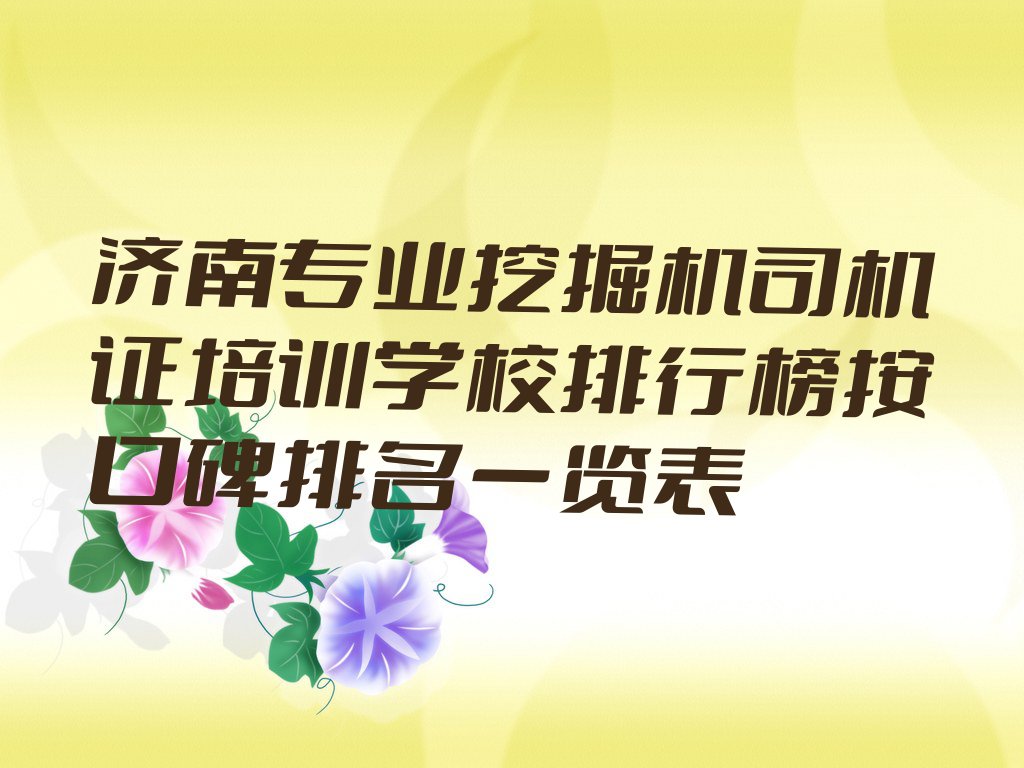 济南专业挖掘机司机证培训学校排行榜按口碑排名一览表