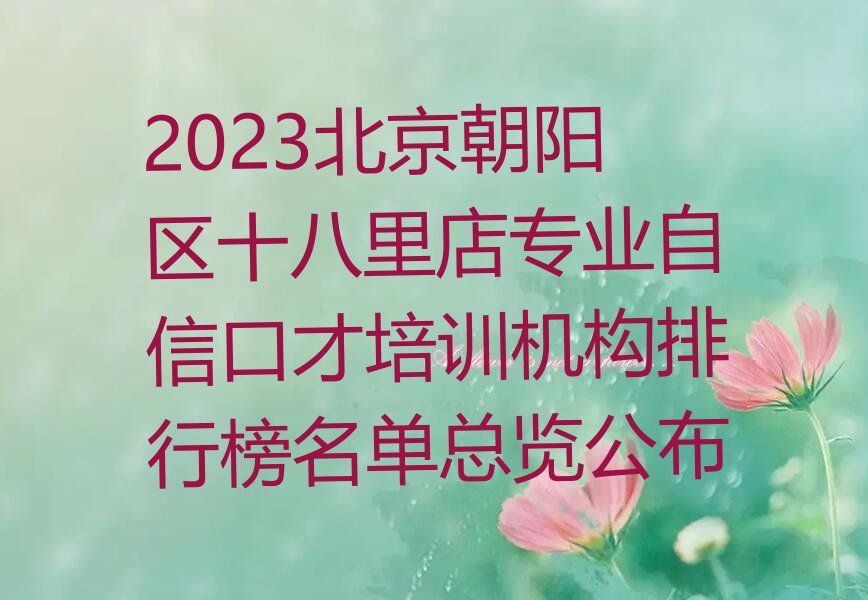 2023北京朝阳区十八里店专业自信口才培训机构排行榜名单总览公布