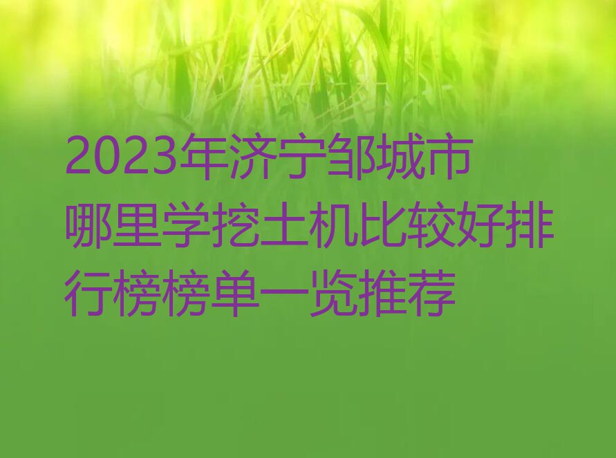 2023年济宁邹城市哪里学挖土机比较好排行榜榜单一览推荐