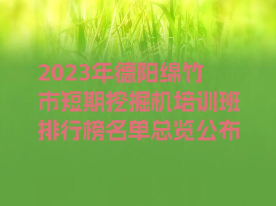 2023年德阳绵竹市短期挖掘机培训班排行榜名单总览公布