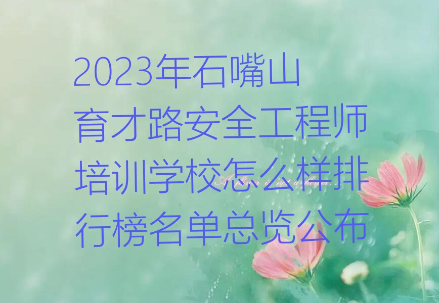 2023年石嘴山育才路安全工程师培训学校怎么样排行榜名单总览公布