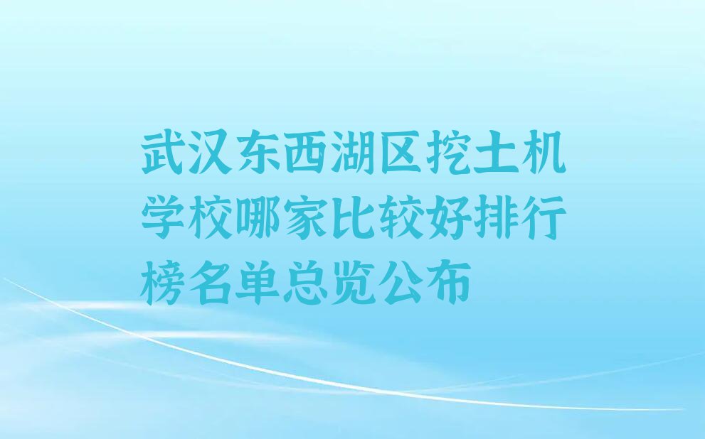 武汉东西湖区挖土机学校哪家比较好排行榜名单总览公布