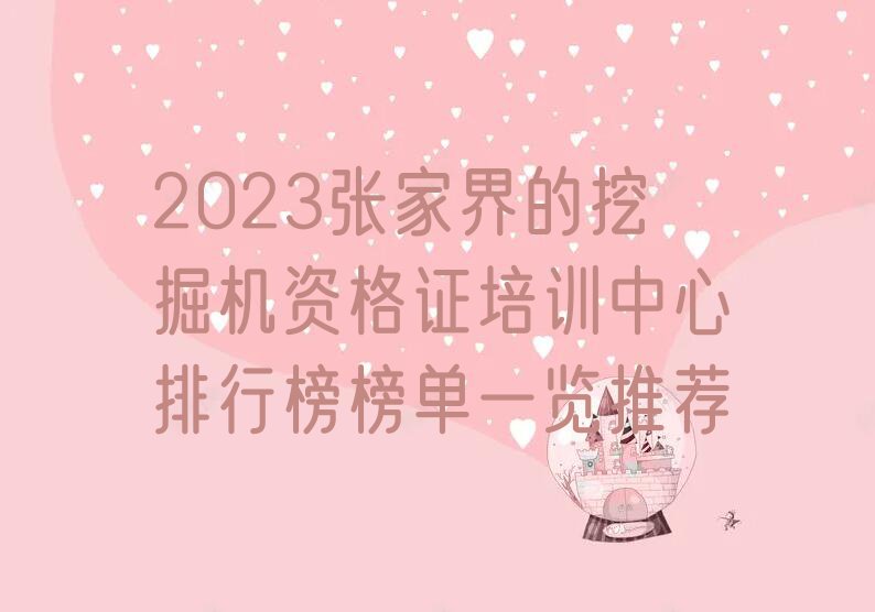 2023张家界的挖掘机资格证培训中心排行榜榜单一览推荐