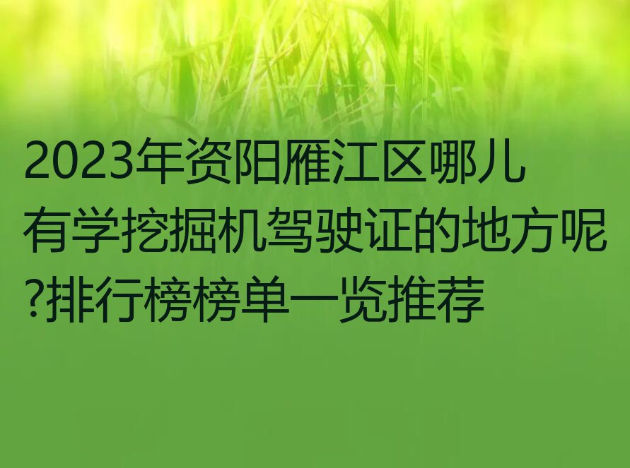 2023年资阳雁江区哪儿有学挖掘机驾驶证的地方呢?排行榜榜单一览推荐