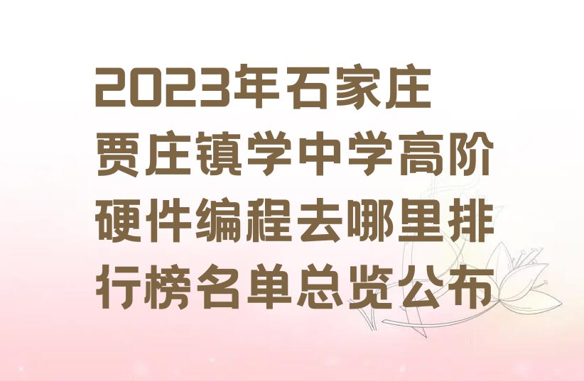 2023年石家庄贾庄镇学中学高阶硬件编程去哪里排行榜名单总览公布