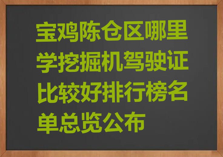 宝鸡陈仓区哪里学挖掘机驾驶证比较好排行榜名单总览公布