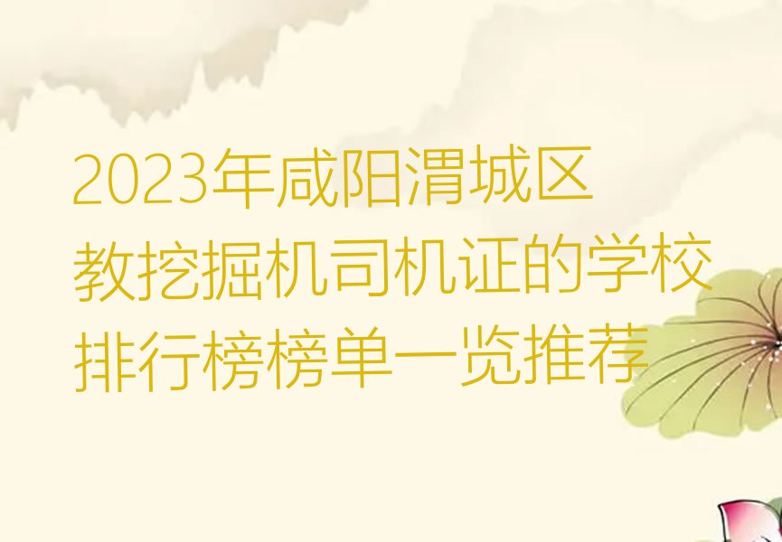 2023年咸阳渭城区教挖掘机司机证的学校排行榜榜单一览推荐