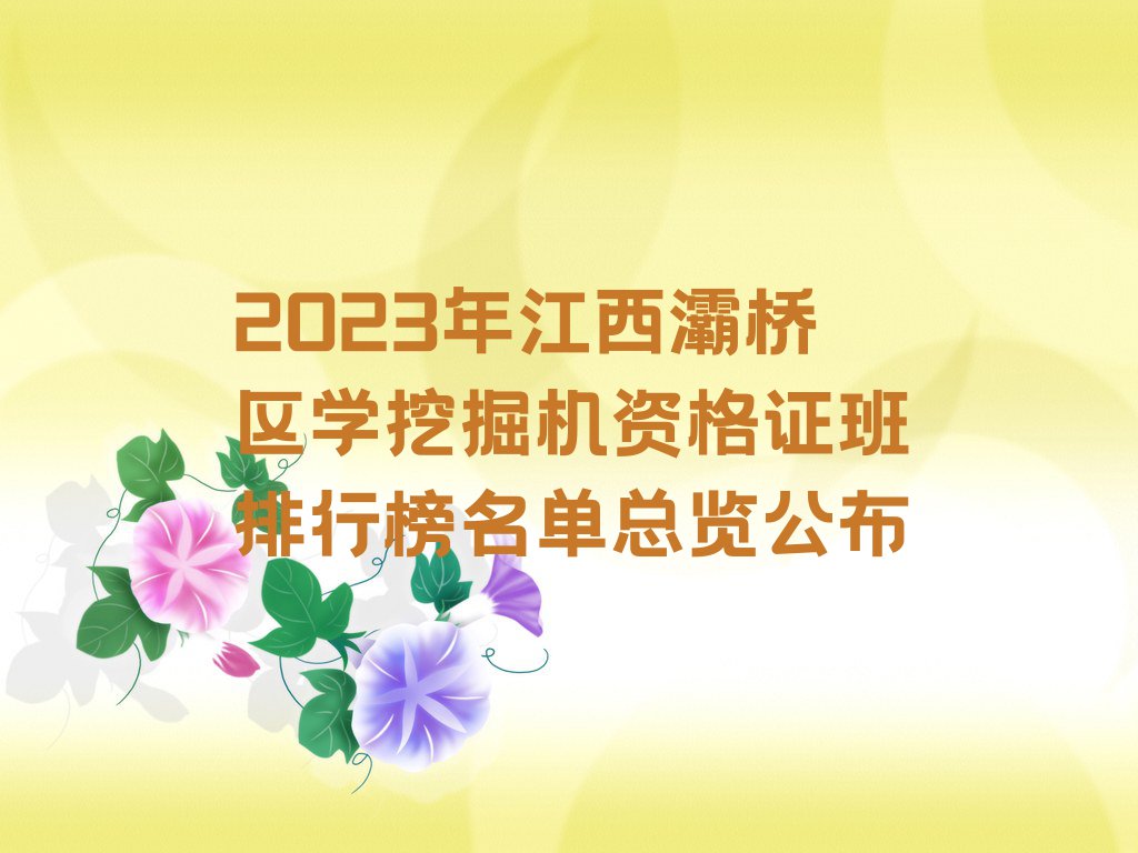 2023年江西灞桥区学挖掘机资格证班排行榜名单总览公布