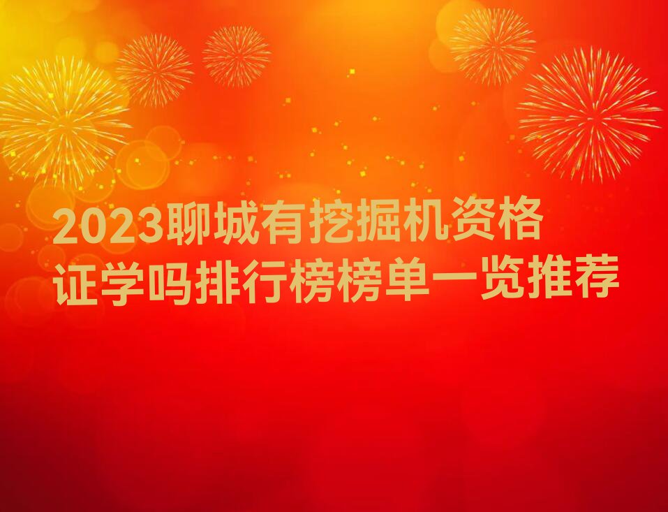 2023聊城有挖掘机资格证学吗排行榜榜单一览推荐