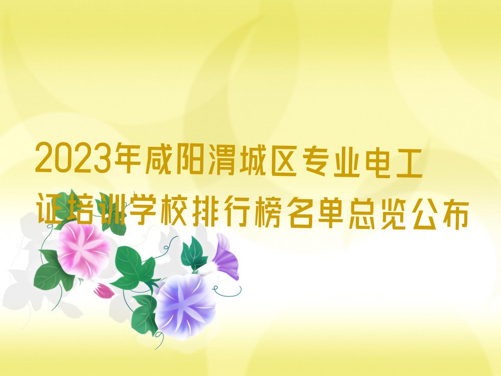 2023年咸阳渭城区专业电工证培训学校排行榜名单总览公布