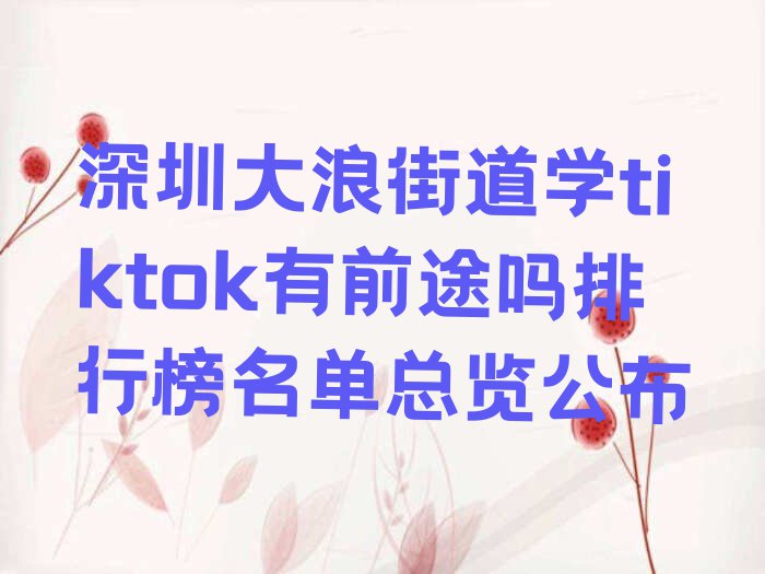 深圳大浪街道学tiktok有前途吗排行榜名单总览公布