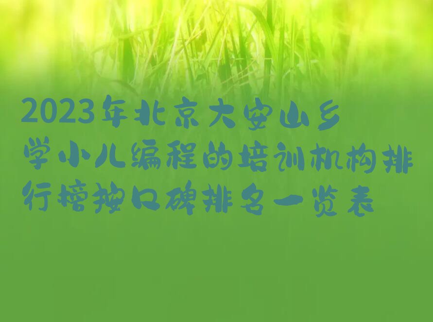 2023年北京大安山乡学小儿编程的培训机构排行榜按口碑排名一览表