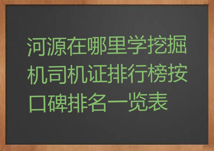 河源在哪里学挖掘机司机证排行榜按口碑排名一览表