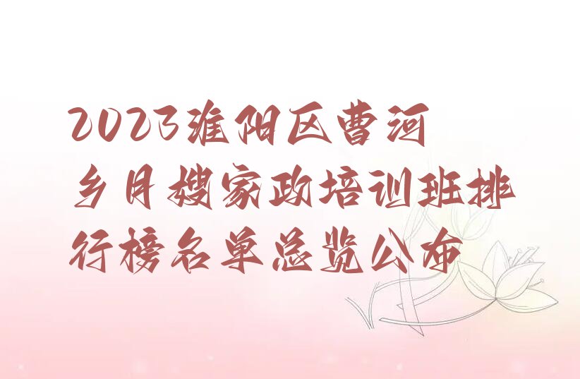 2023淮阳区曹河乡月嫂家政培训班排行榜名单总览公布