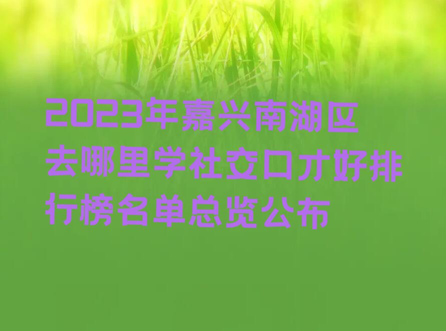 2023年嘉兴南湖区去哪里学社交口才好排行榜名单总览公布