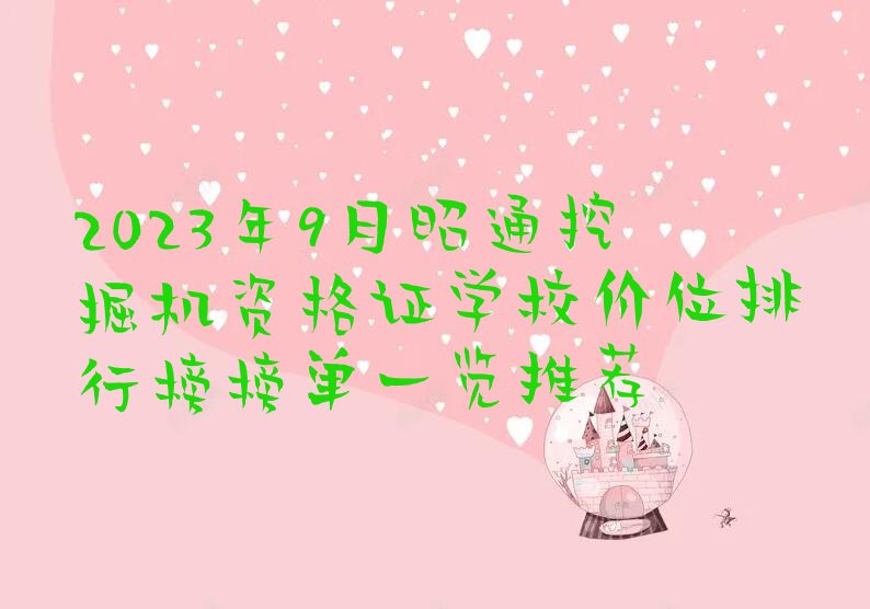 2023年9月昭通挖掘机资格证学校价位排行榜榜单一览推荐