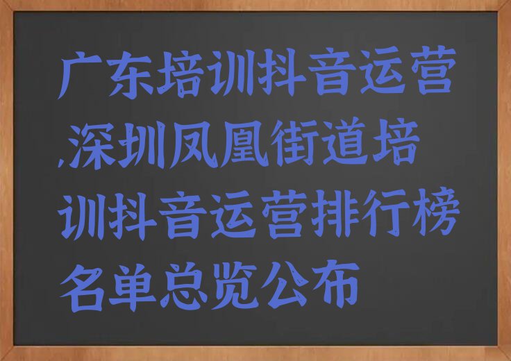 广东培训抖音运营,深圳凤凰街道培训抖音运营排行榜名单总览公布