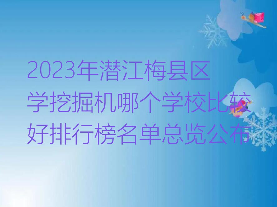 2023年潜江梅县区学挖掘机哪个学校比较好排行榜名单总览公布