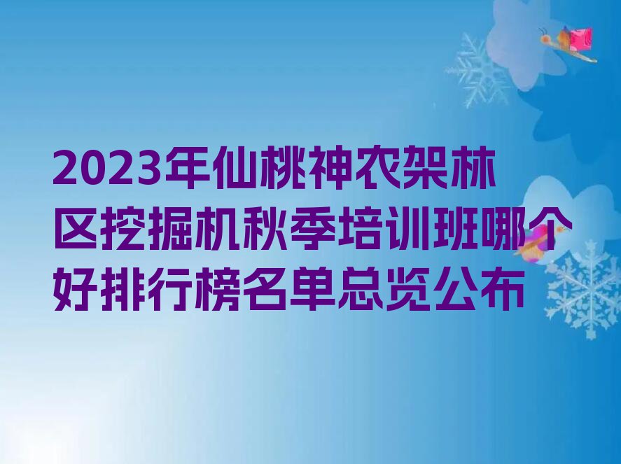 2023年仙桃神农架林区挖掘机秋季培训班哪个好排行榜名单总览公布