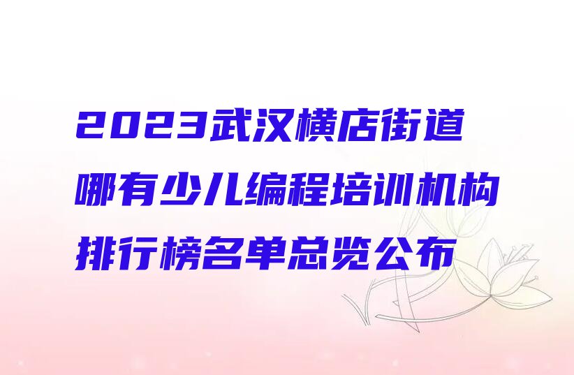 2023武汉横店街道哪有少儿编程培训机构排行榜名单总览公布