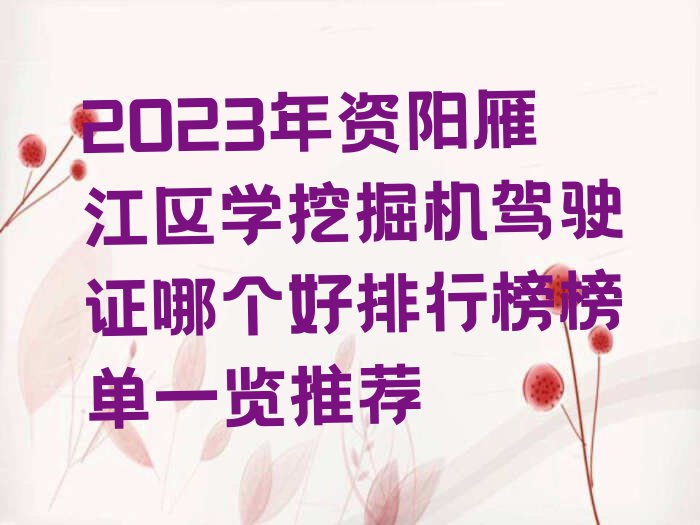 2023年资阳雁江区学挖掘机驾驶证哪个好排行榜榜单一览推荐