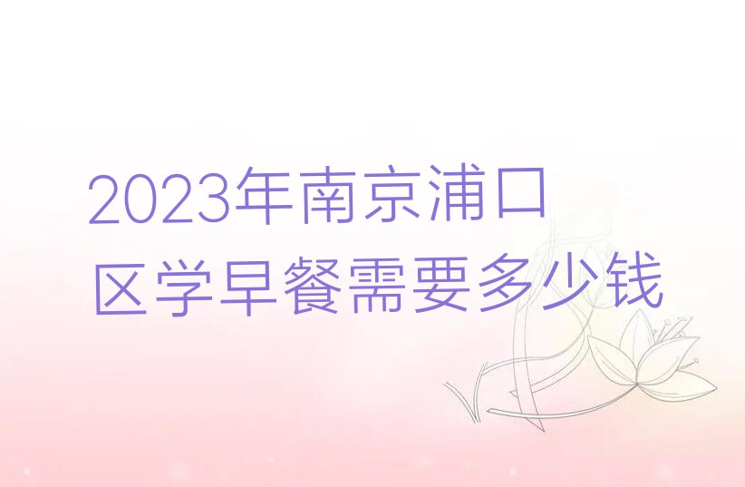 2023年南京浦口区学早餐需要多少钱