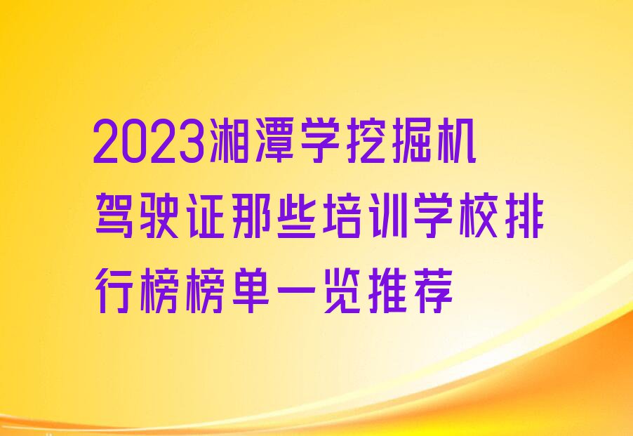 2023湘潭学挖掘机驾驶证那些培训学校排行榜榜单一览推荐