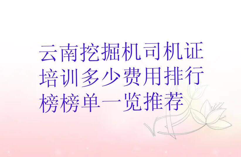 云南挖掘机司机证培训多少费用排行榜榜单一览推荐