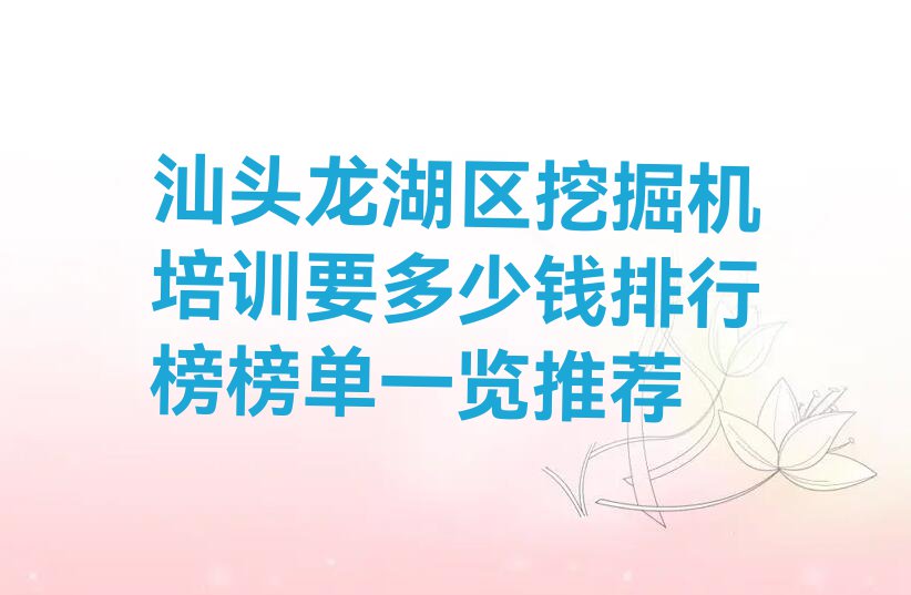 汕头龙湖区挖掘机培训要多少钱排行榜榜单一览推荐