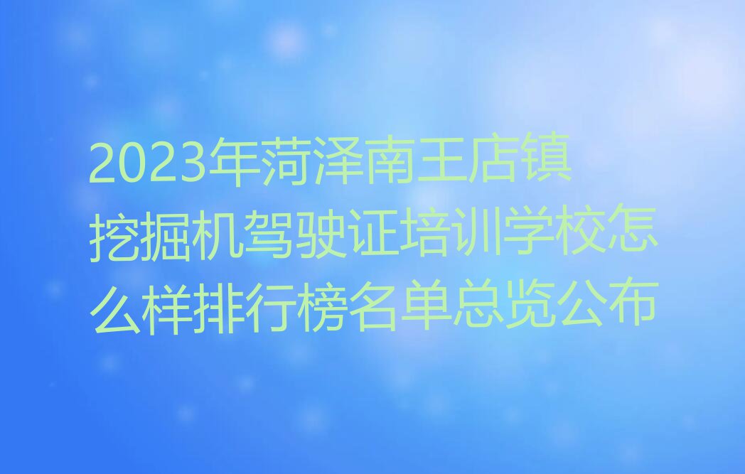 2023年菏泽南王店镇挖掘机驾驶证培训学校怎么样排行榜名单总览公布