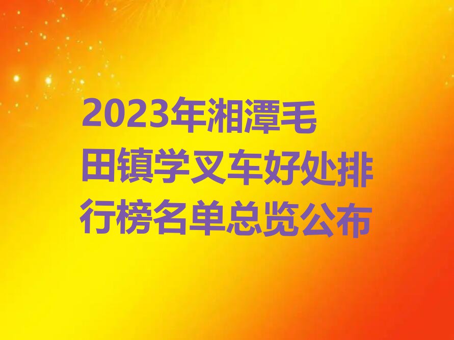 2023年湘潭毛田镇学叉车好处排行榜名单总览公布