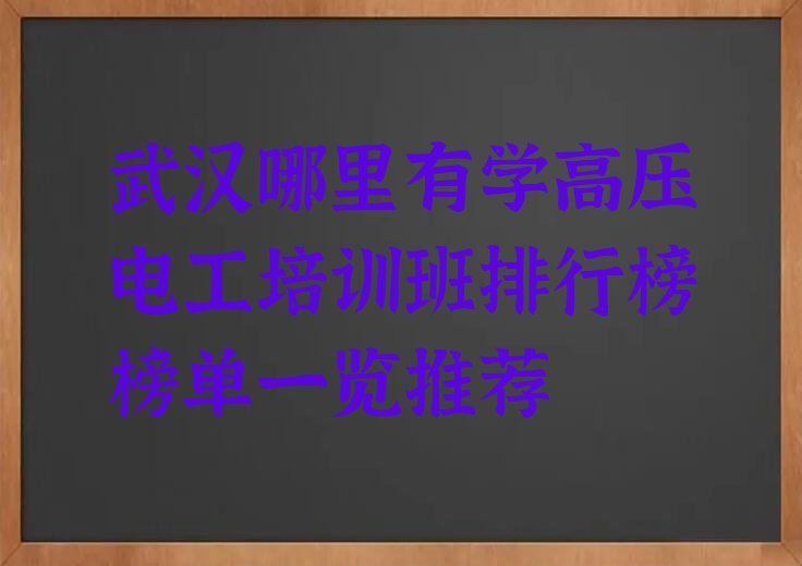 武汉哪里有学高压电工培训班排行榜榜单一览推荐