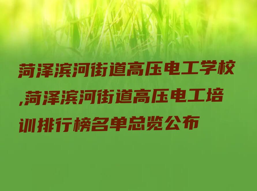 菏泽滨河街道高压电工学校,菏泽滨河街道高压电工培训排行榜名单总览公布