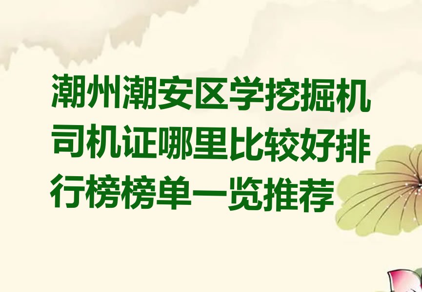 潮州潮安区学挖掘机司机证哪里比较好排行榜榜单一览推荐