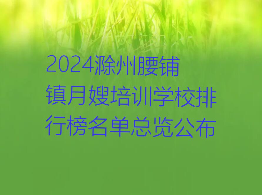 2024滁州腰铺镇月嫂培训学校排行榜名单总览公布