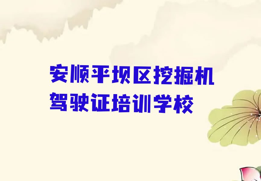 2024安顺羊昌布依族苗族乡学挖掘机驾驶证那些培训学校排行榜名单总览公布